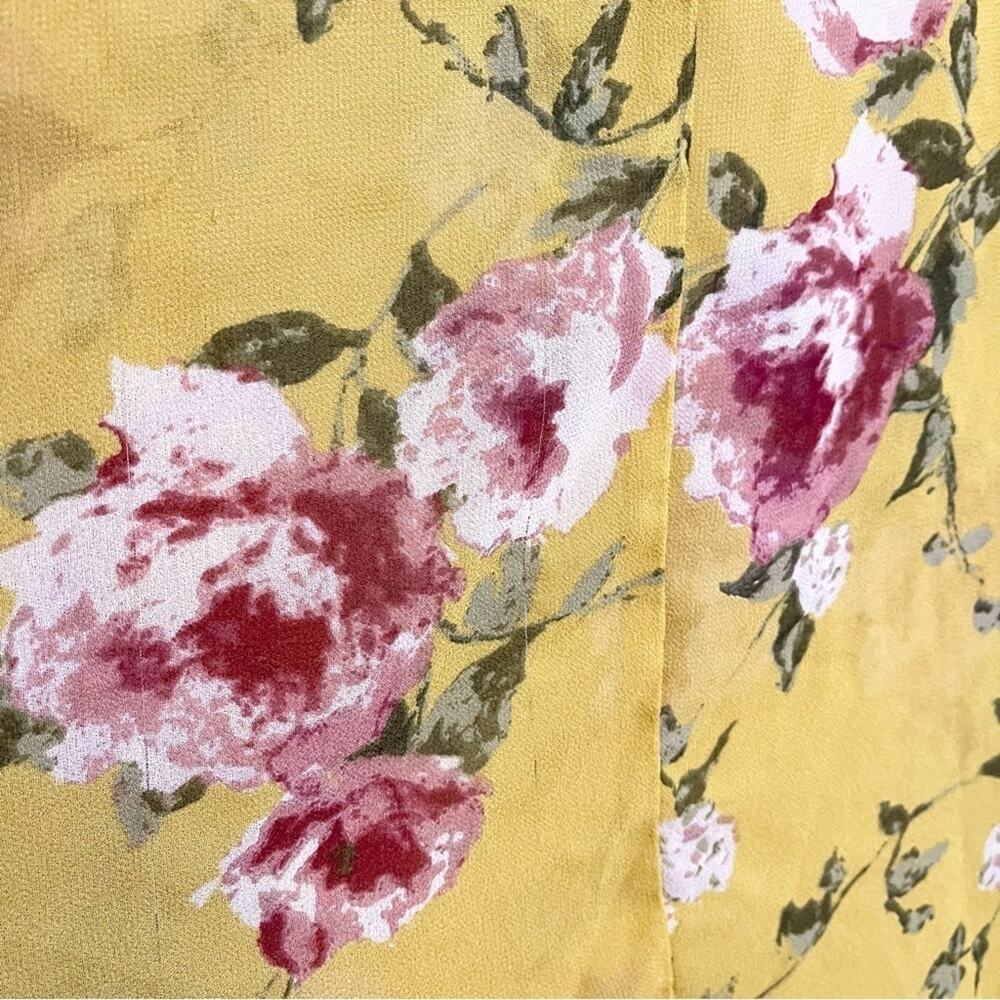 Pink Blush Yellow Floral Sheer Open Shoulder Blouse Size XL - Picture 7 of 16